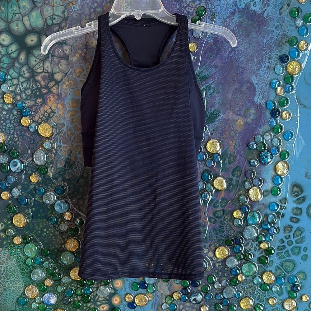 Lululemon Navy Perforated Tank + Bra